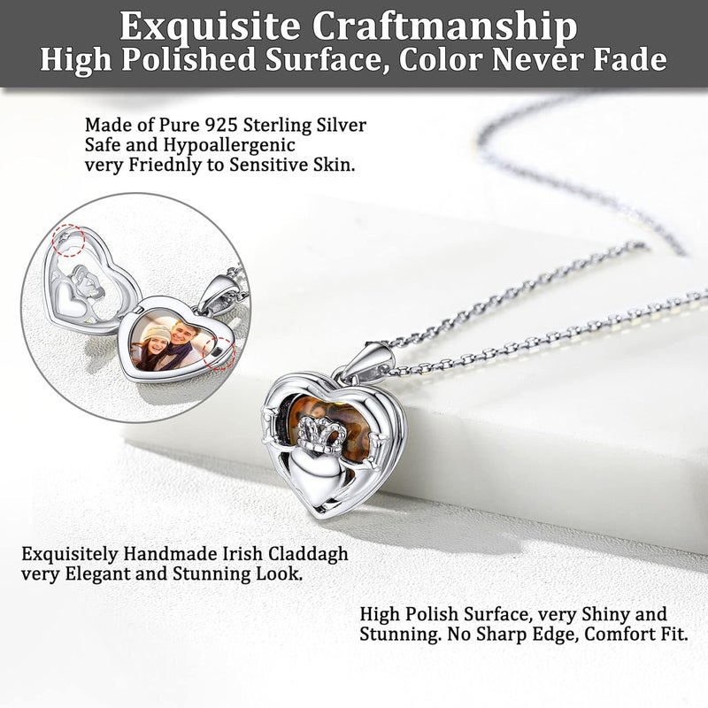 Bestyle Sterling Silver Heart Locket Necklace for Women, Dainty Cute Small Heart Locket Pendant in Gold/Rose Gold/Silver, Love Statement Jewelry Gift for Mother Wife - Image 3